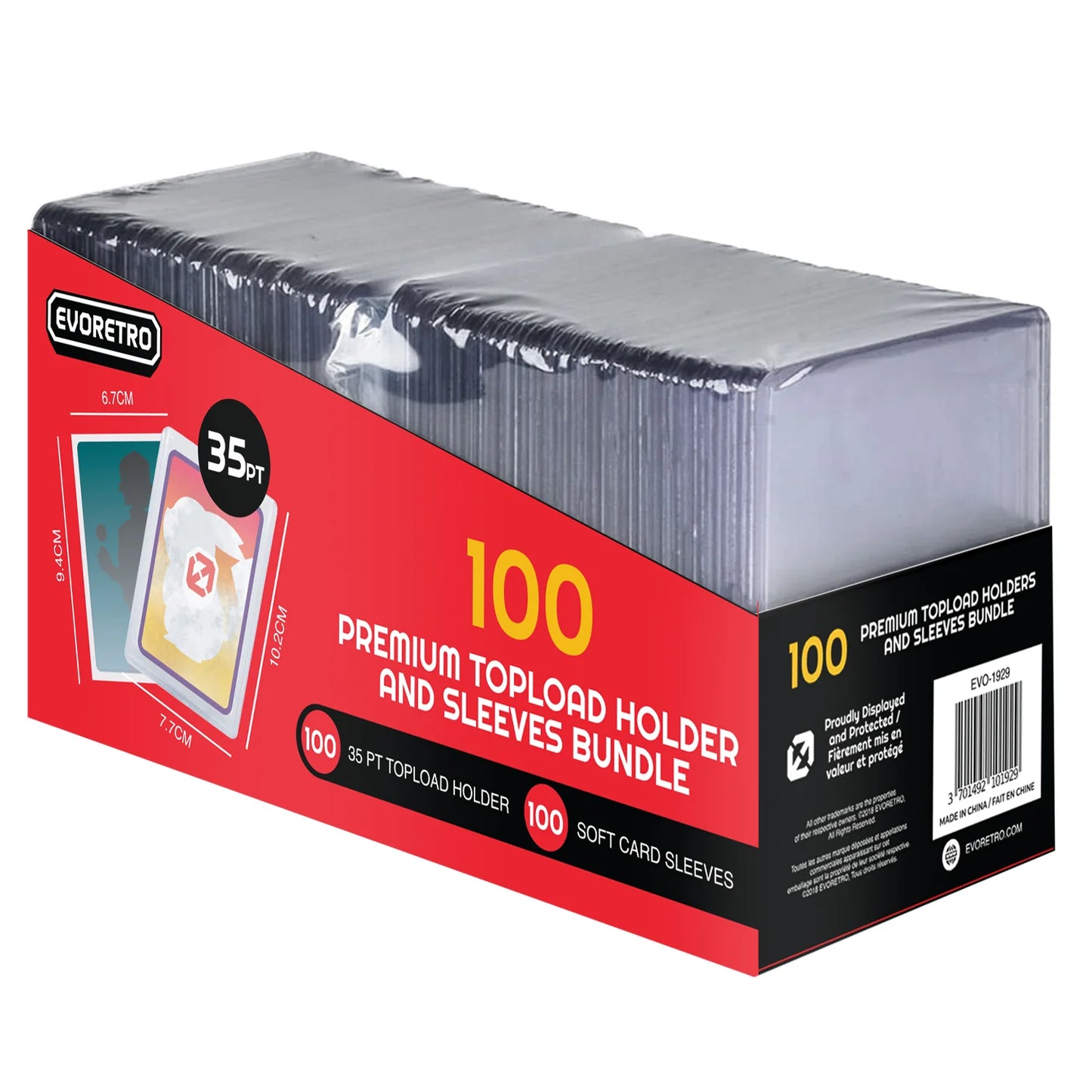 EVORETRO Top Loaders & Sleeves - Pack of 100 Top loaders 35PT & 100 Sleeves