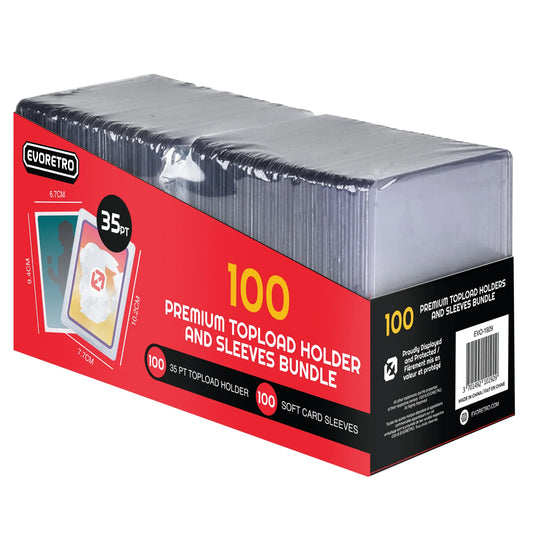 EVORETRO Top Loaders & Sleeves - Pack of 100 Top loaders 35PT & 100 Sleeves
